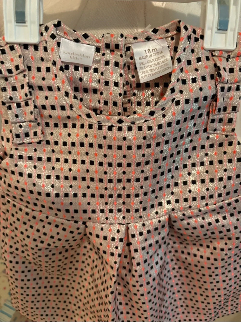 Kardashian Kids Pink Metallic Polka Dot Dress girls 18M new